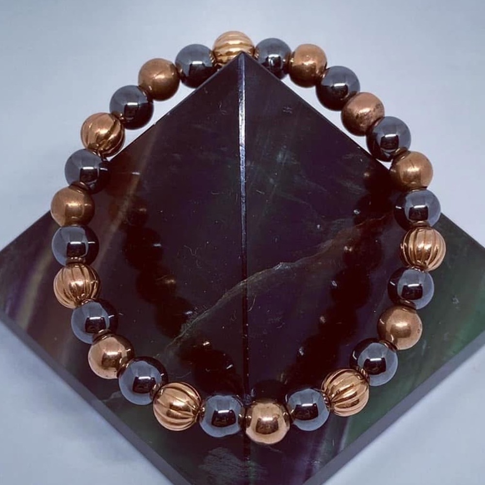 Copper & Hematite Beaded Bracelet